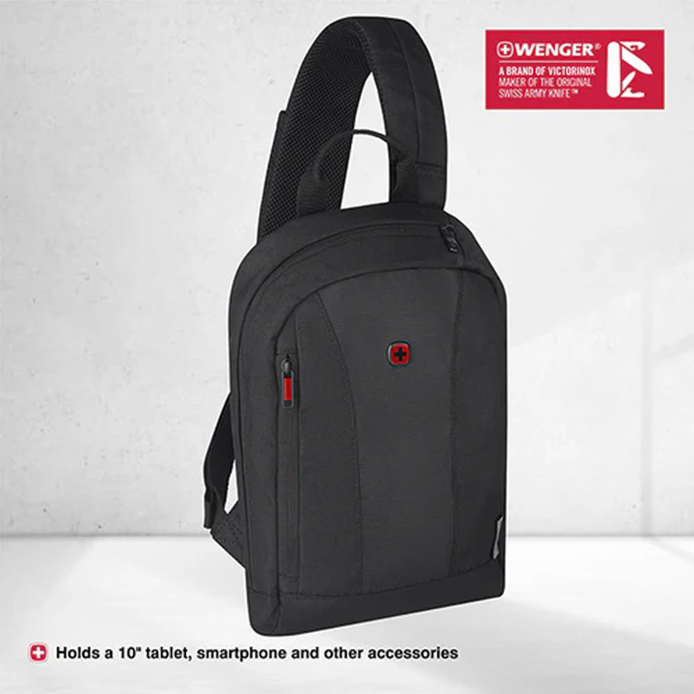 Wenger Monosling Shoulder Bag with Tablet Pocket in Black-Swiss designed