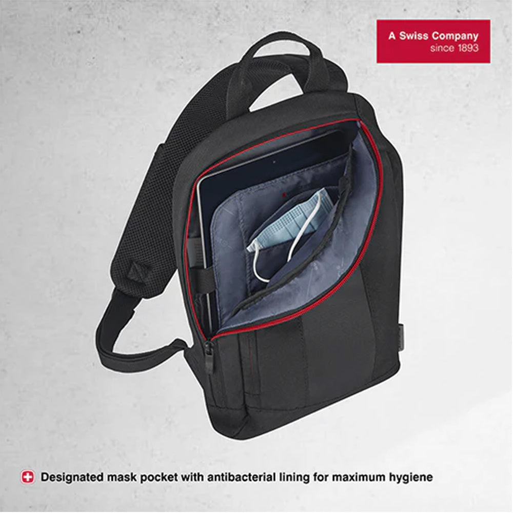 Wenger Monosling Shoulder Bag with Tablet Pocket in Black-Swiss designed