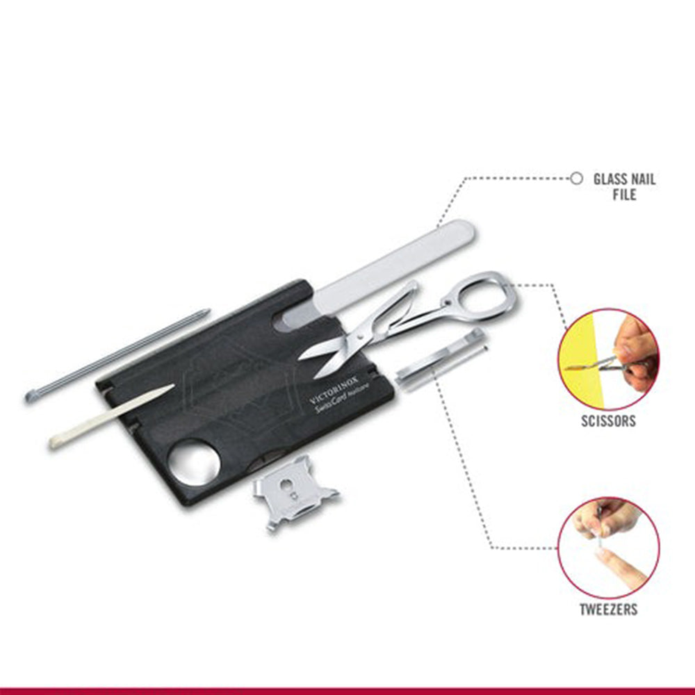 Victorinox SwissCard Nailcare 13 Functions 82mm - Onyx Black Translucent