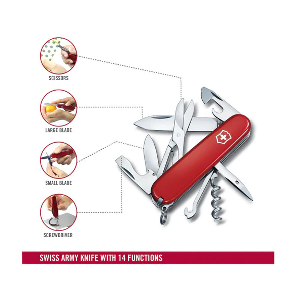 Victorinox Swiss Army Knife - Climber - 14 Functions 91mm Red