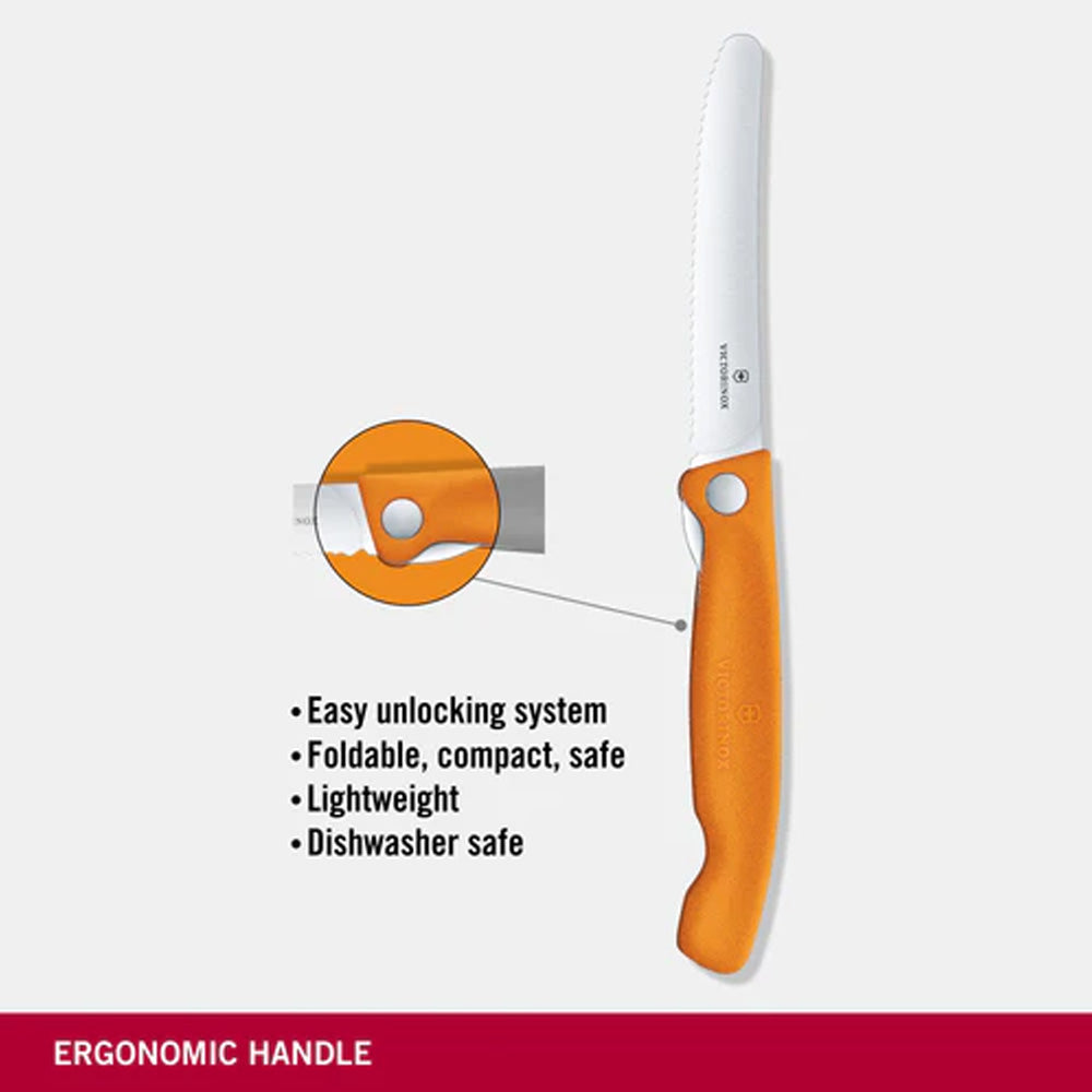 Victorinox Swiss Classic Foldable Paring Knife Wavy Edge 13cm - Orange