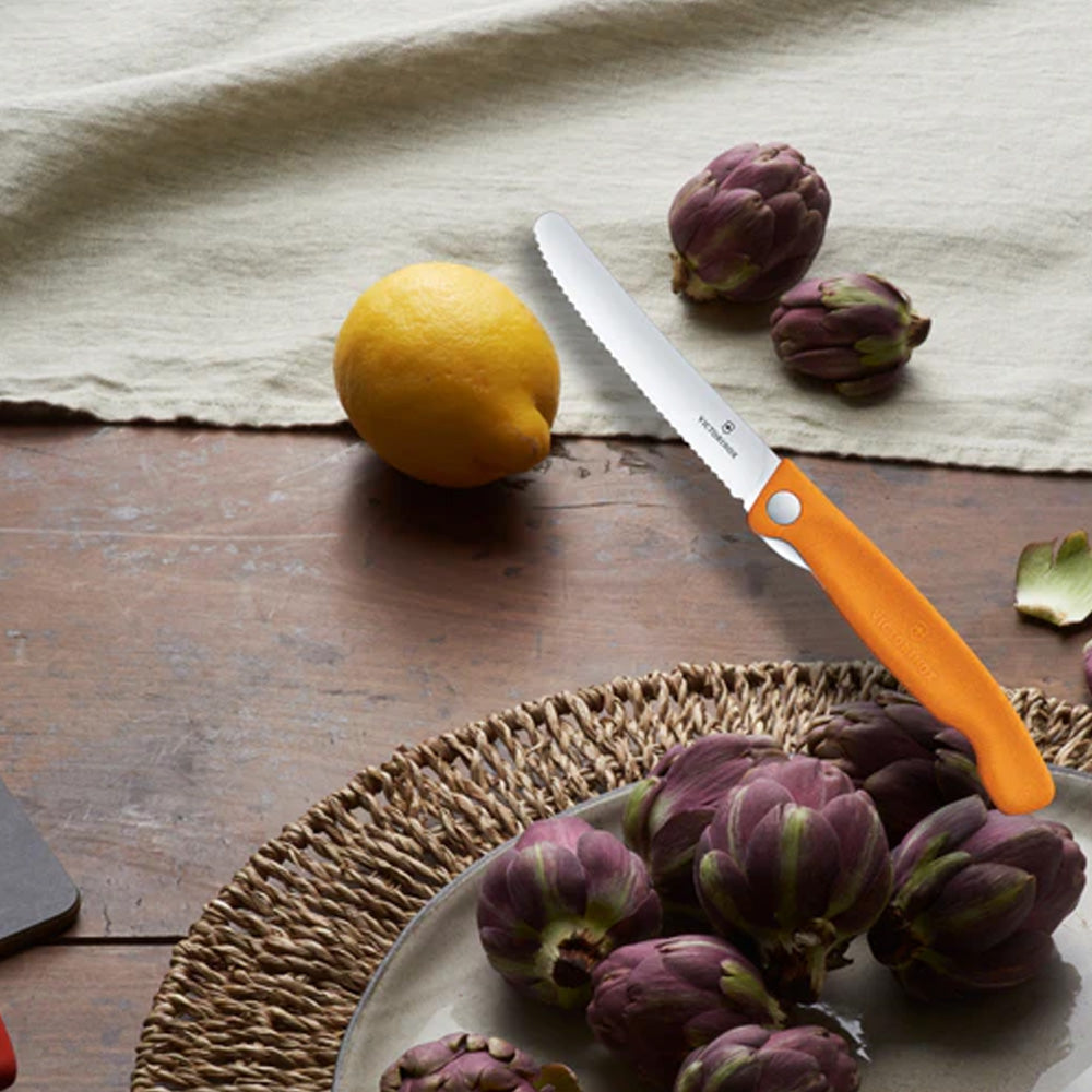 Victorinox Swiss Classic Foldable Paring Knife Wavy Edge 13cm - Orange