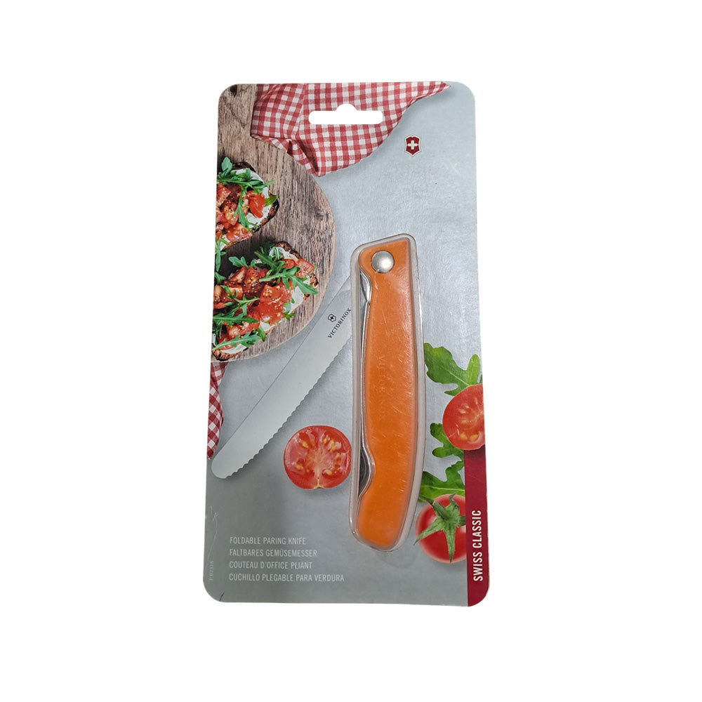 Victorinox Swiss Classic Foldable Paring Knife Wavy Edge 13cm - Orange