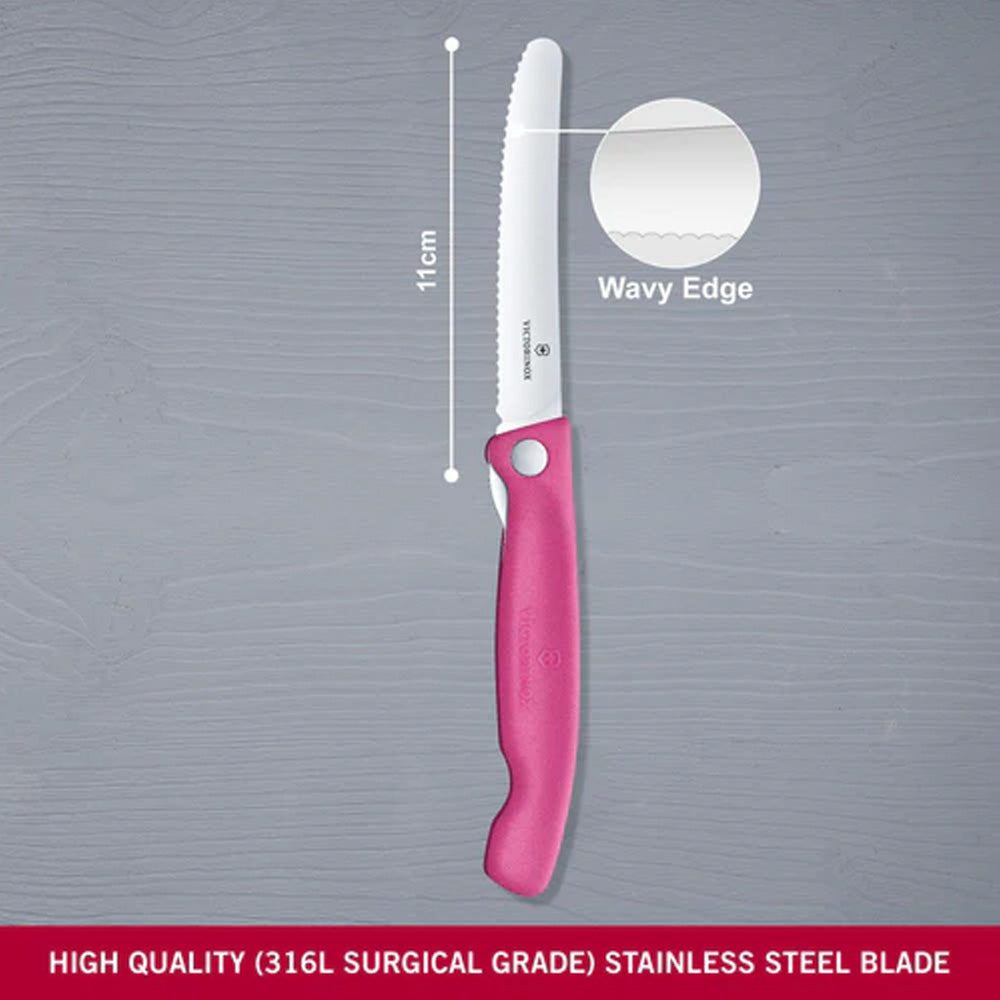 Victorinox Swiss Classic Foldable Paring Knife Wavy Edge 13cm - Pink