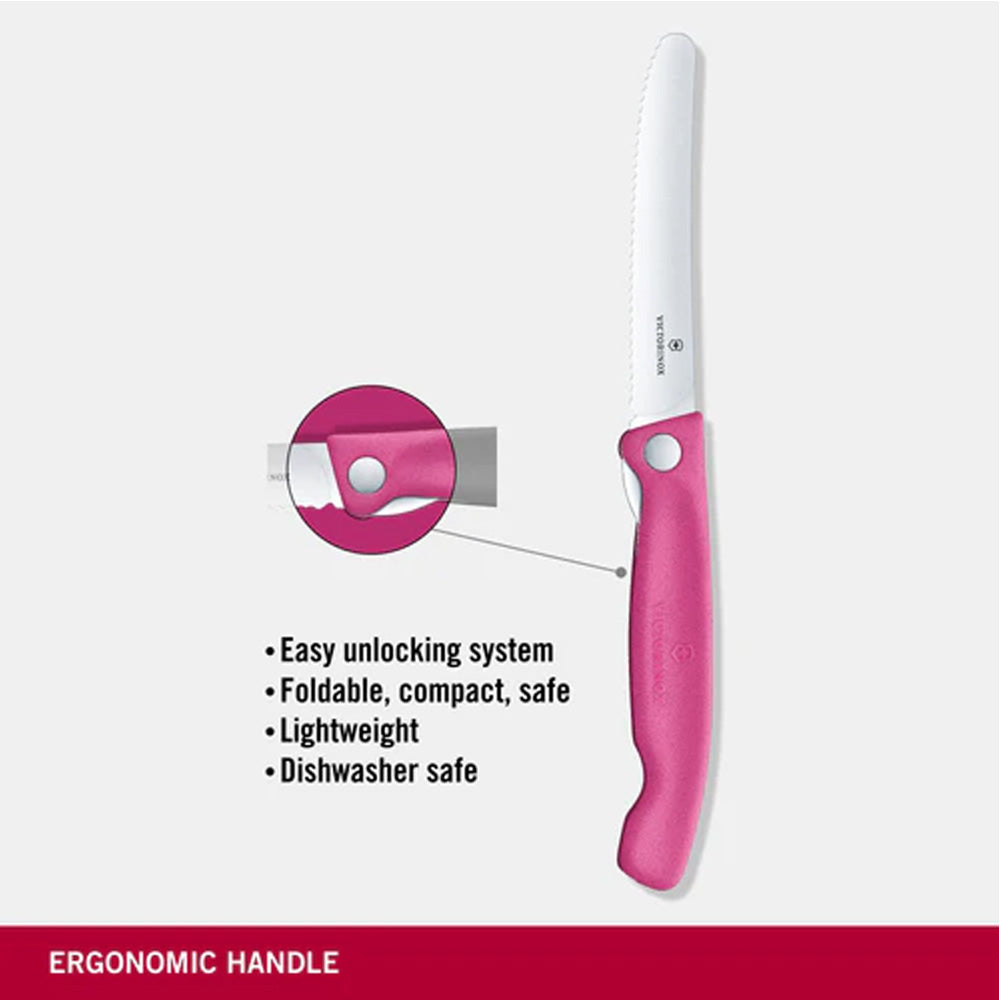 Victorinox Swiss Classic Foldable Paring Knife Wavy Edge 13cm - Pink