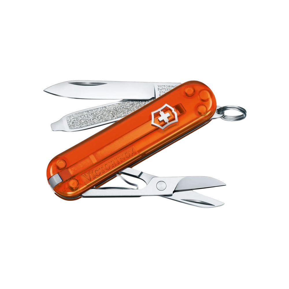 Victorinox Classic SD Transparent 58mm 7 Functions - Fire Opal (Orange)