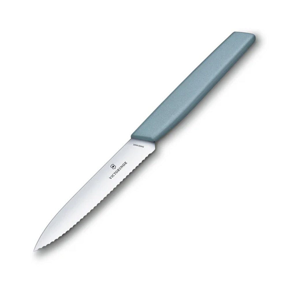 Victorinox Swiss Modern Paring Knife Wavy Edge 10cm - Arona (Light Blue)