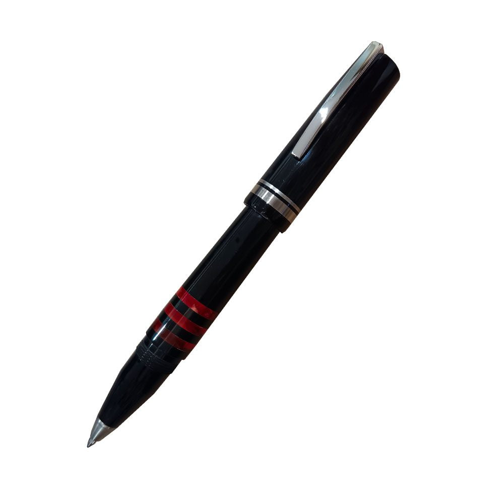 Delta Titanio Galassia Black-Red Rings Resin with Titanium Trim Rollerball Pen