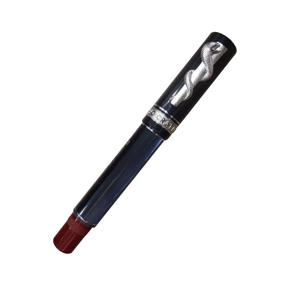 Delta Hippocratica Blue-Red Resin with Rhodium Trim Rollerball Pen