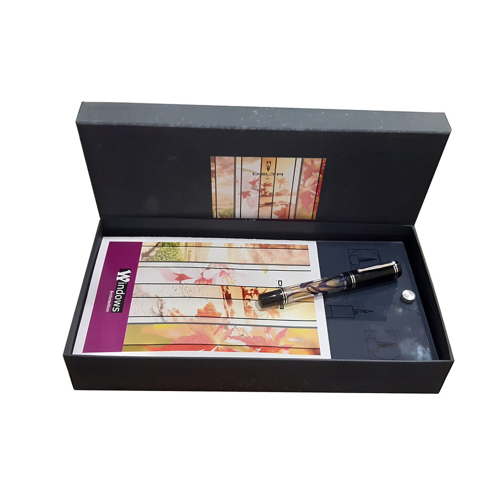 Delta Windows Demonstrator Spring Lavender Strokes with Silver Trim Limited Edition Fountain Pen - 18Kt Gold Rhodium-Plated Broad Nib