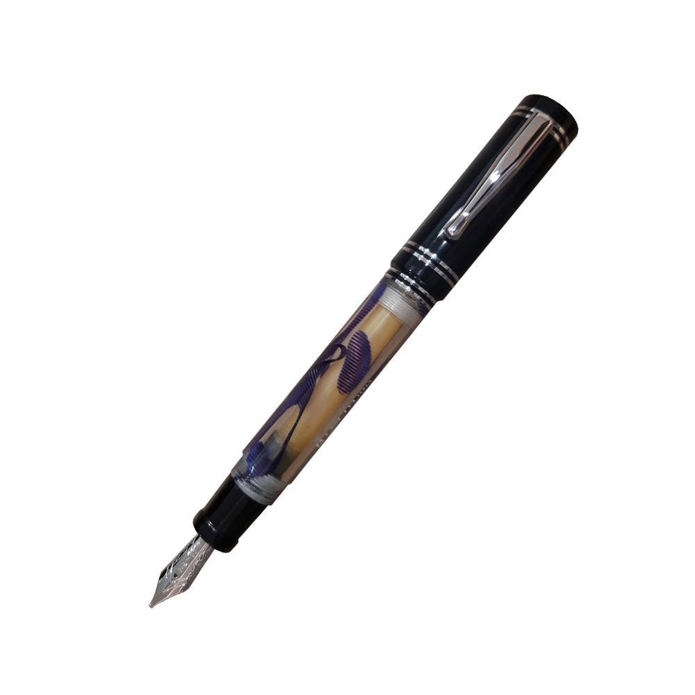 Delta Windows Demonstrator Spring Lavender Strokes with Silver Trim Limited Edition Fountain Pen - 18Kt Gold Rhodium-Plated Broad Nib