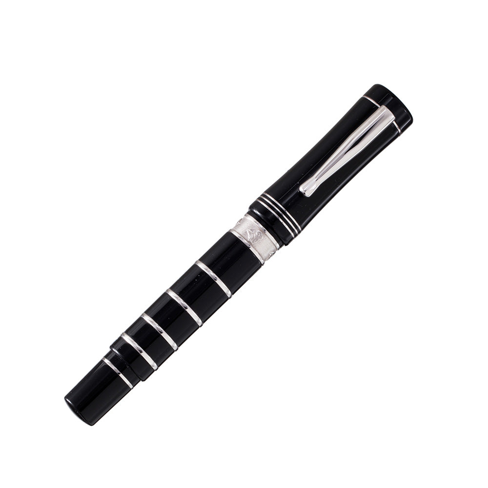 Delta Evolution Darwin Limited Edition Black Resin with Sterling Silver Trim Fountain Pen - 18Kt Broad Nib