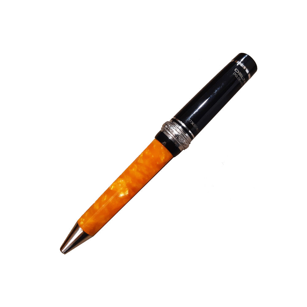 Delta Dolcevita Undersize Orange-Black Resin with Sterling Silver Trim Ballpoint Pen