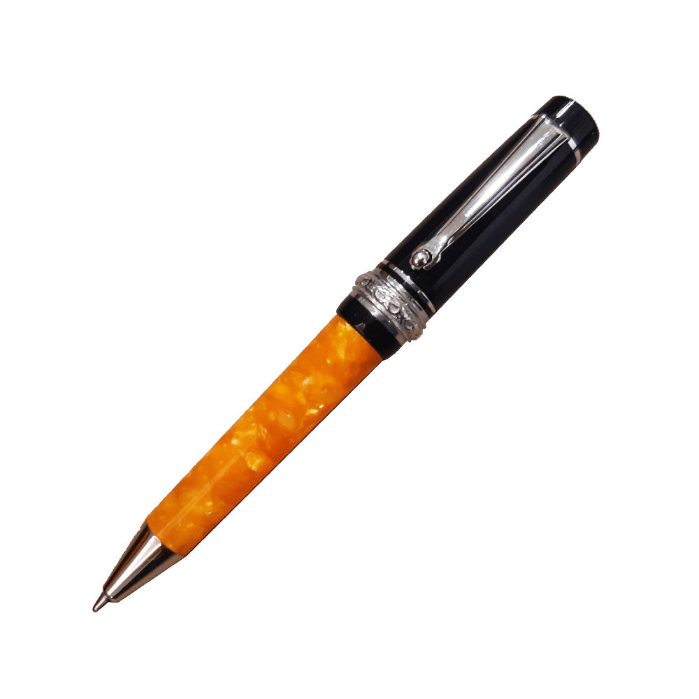 Delta Dolcevita Undersize Orange-Black Resin with Sterling Silver Trim Ballpoint Pen