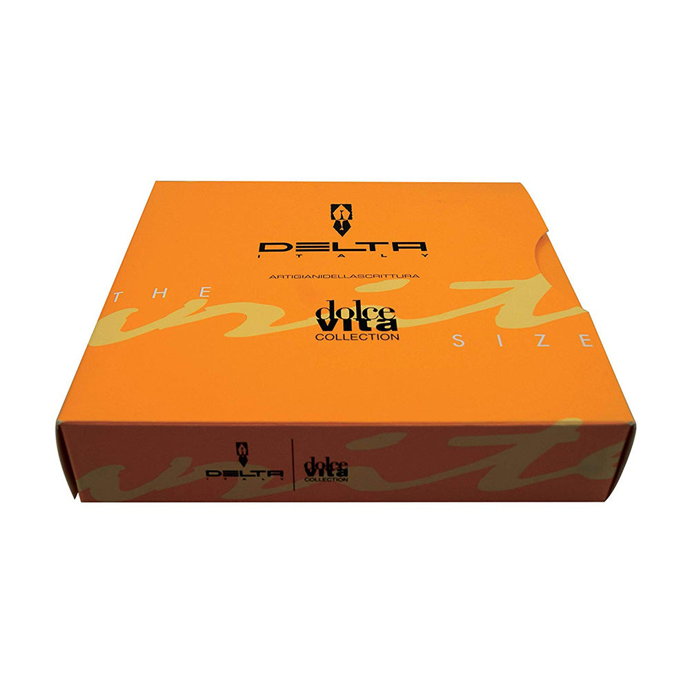 Delta Dolcevita Media Oro Orange Resin & Vermeil Trim Fountain Pen - 14Kt Gold Nib