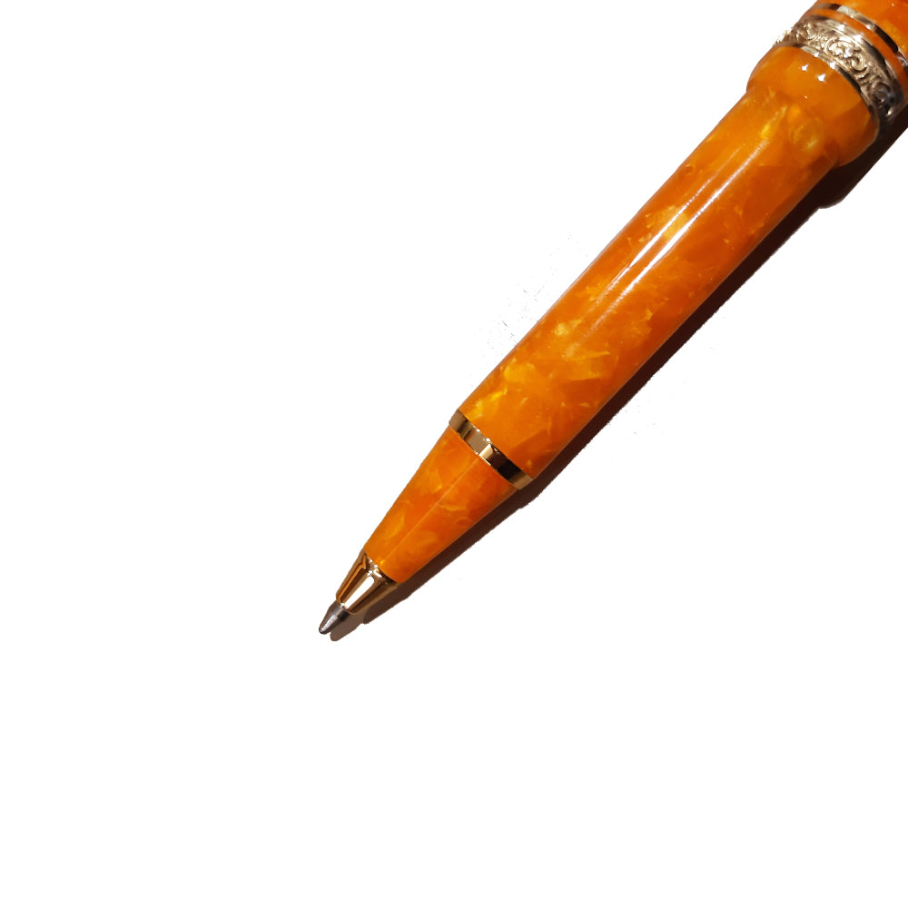 Delta Dolcevita Media Oro Orange Resin with Gold Trim Ballpoint Pen