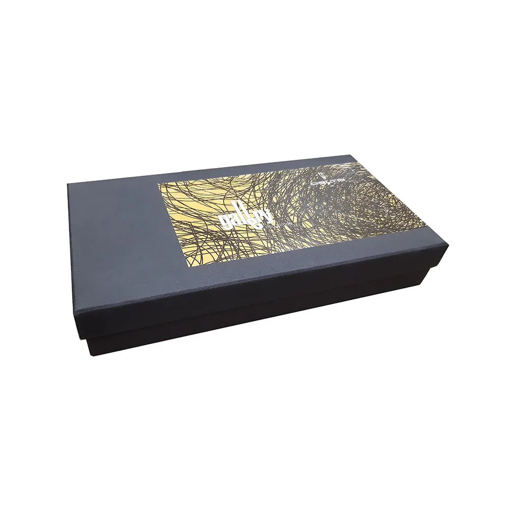 Delta Galleria Yellow/Black/Orange Resin with Sterling Silver Trim Fountain Pen - 14Kt Gold Medium Nib