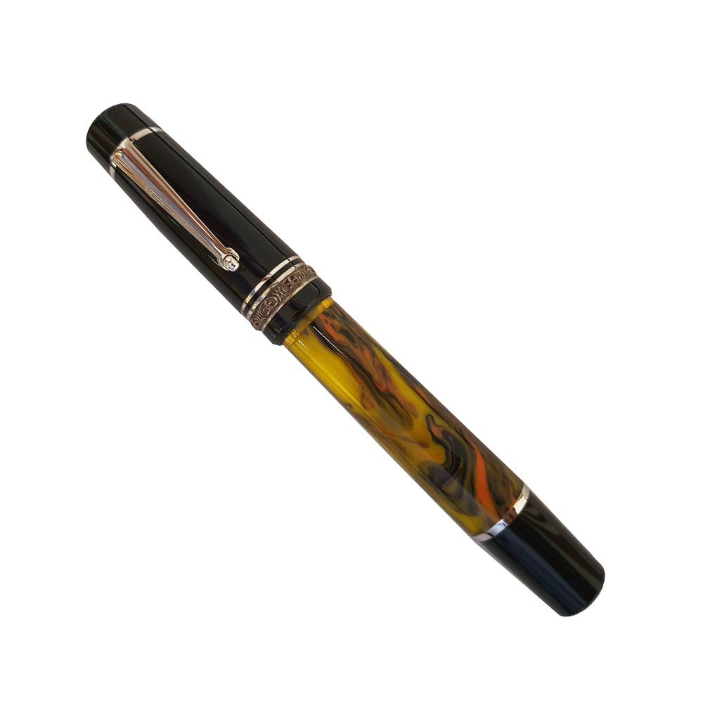 Delta Galleria Doue Multicolour Resin with Rhodium-Plated Trim Fountain Pen - 14Kt Gold Broad Nib