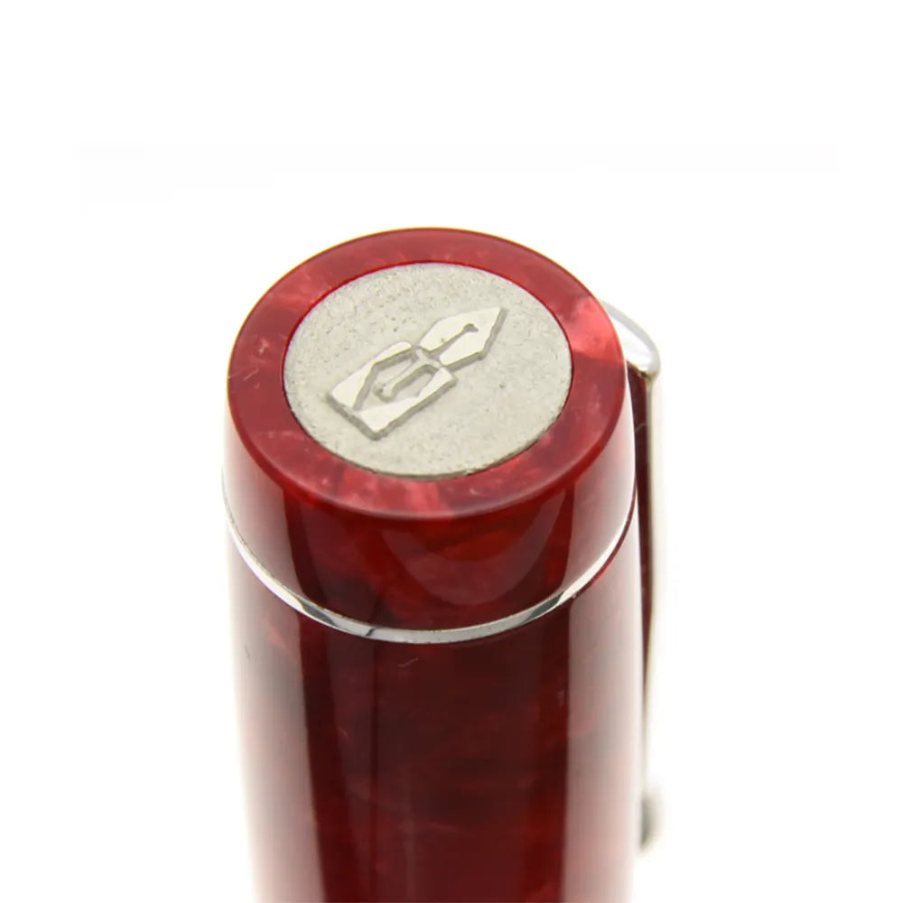 Delta Los Borrachos Limited Edition Red Marbled Resin with Sterling Silver Trim Rollerball Pen
