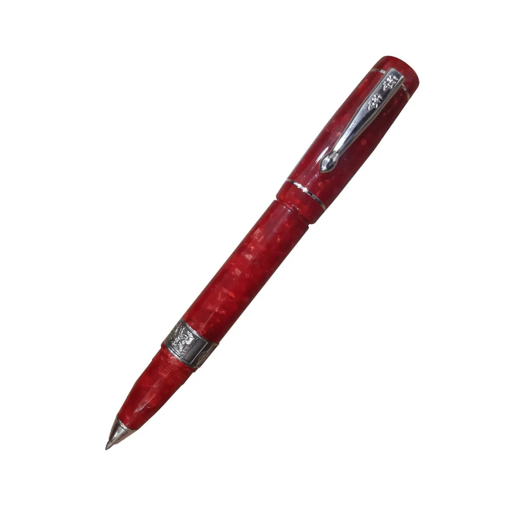 Delta Los Borrachos Limited Edition Red Marbled Resin with Sterling Silver Trim Rollerball Pen