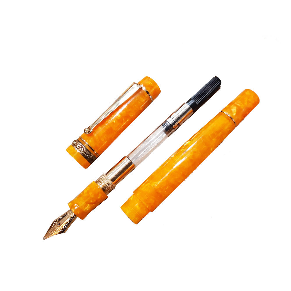 Delta Dolcevita Oro Slim Terracotta Orange Resin with Gold Trim Fountain Pen - 14Kt Gold Broad Nib
