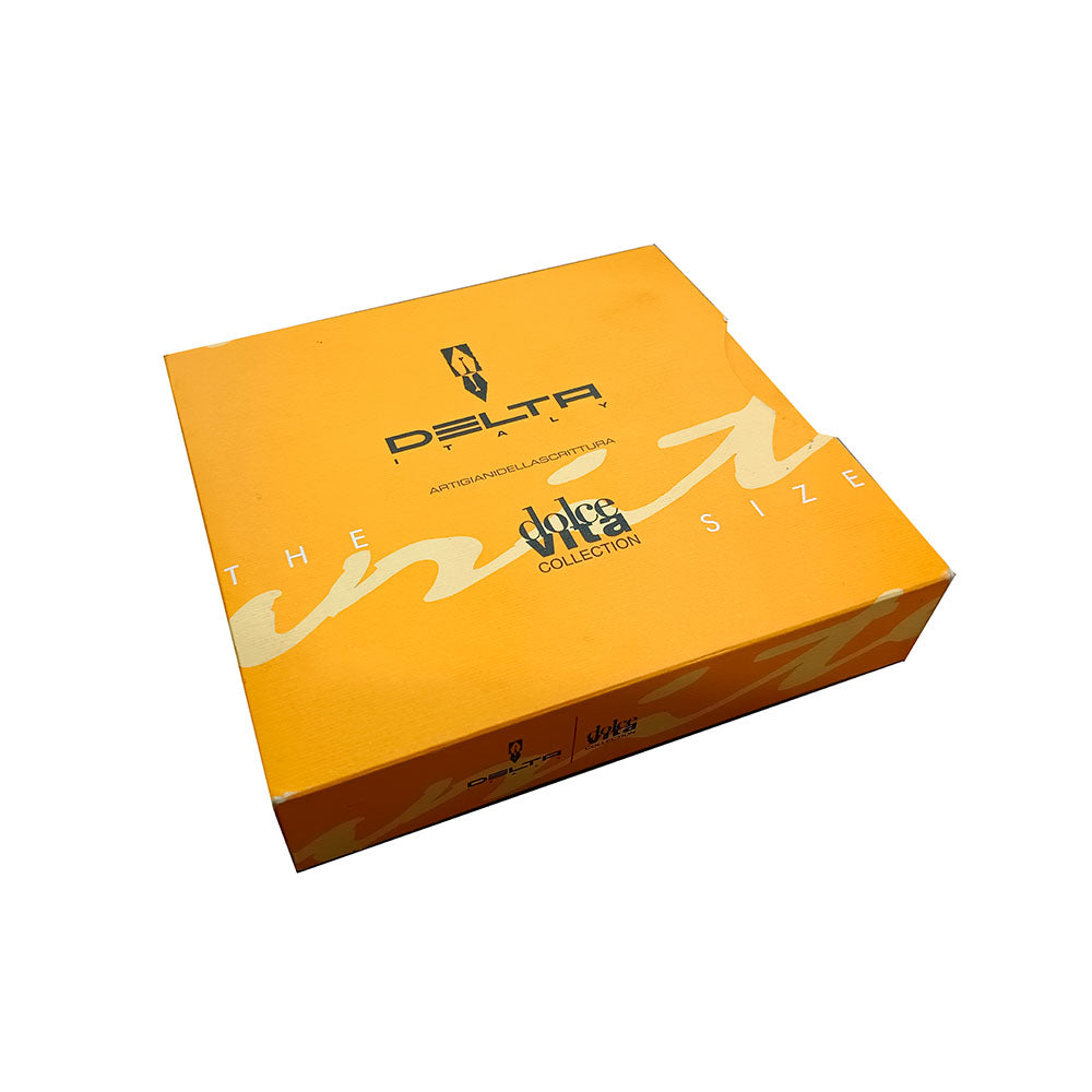 Delta Dolcevita Soriee Media Black Resin with Orange Ring RH Trim Rollerball Pen