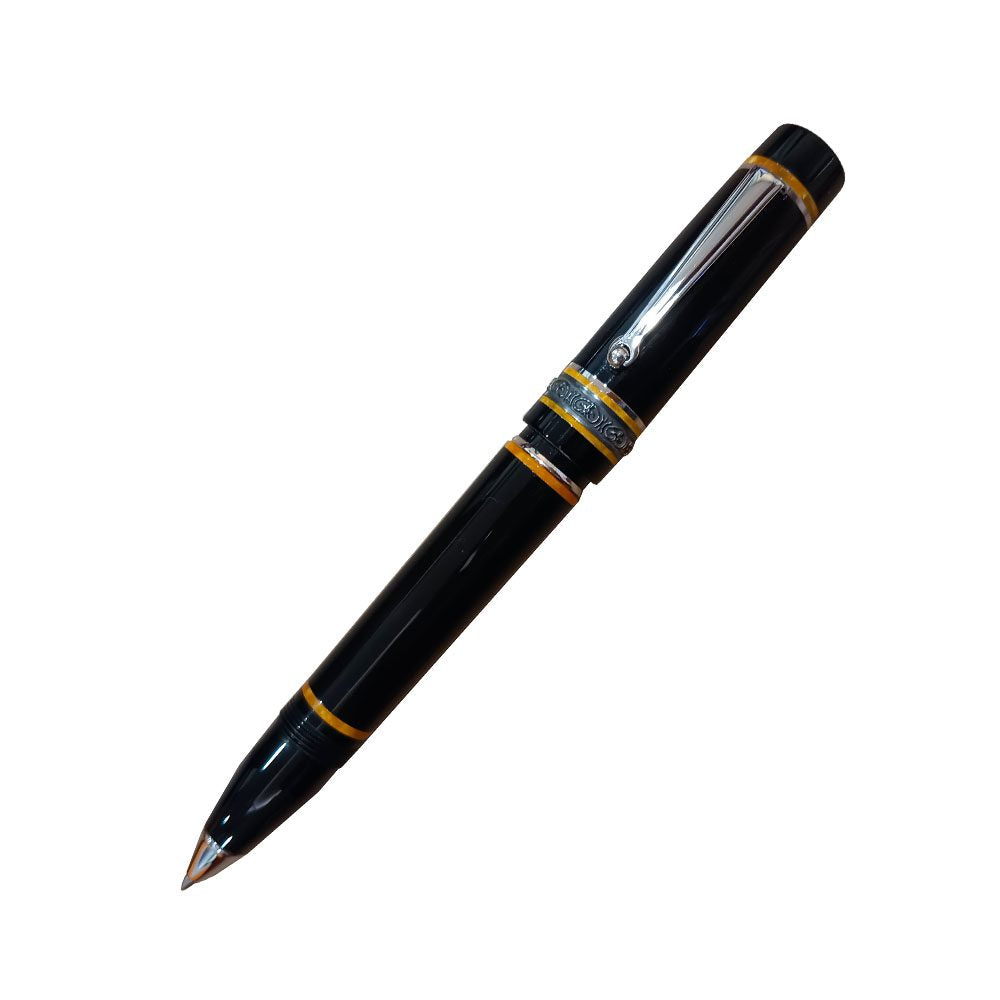 Delta Dolcevita Soriee Media Black Resin with Orange Ring RH Trim Rollerball Pen