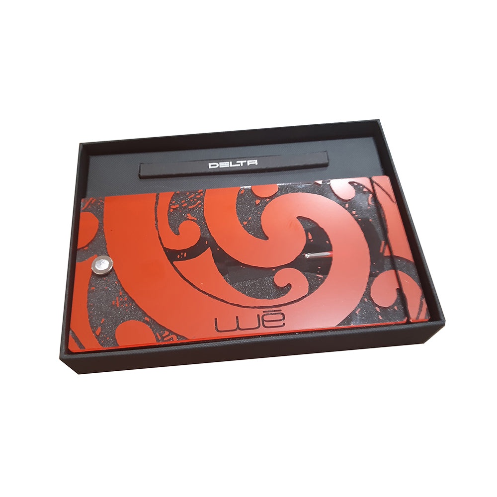 Delta We 17 Black Resin with Sterling Silver Ring Red Pepper Rollerball Pen