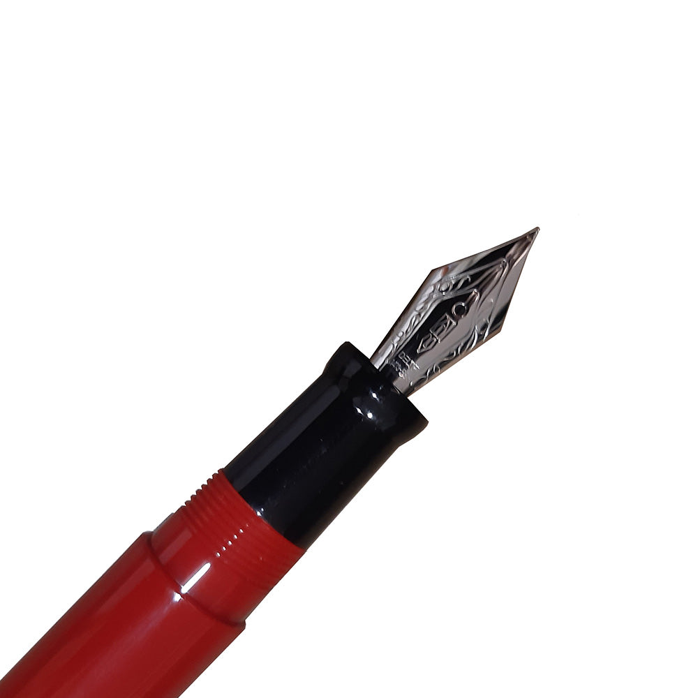 Delta We Smorfia Red-Black Resin with Silver Trim Fountain Pen – 14Kt Gold Medium Nib