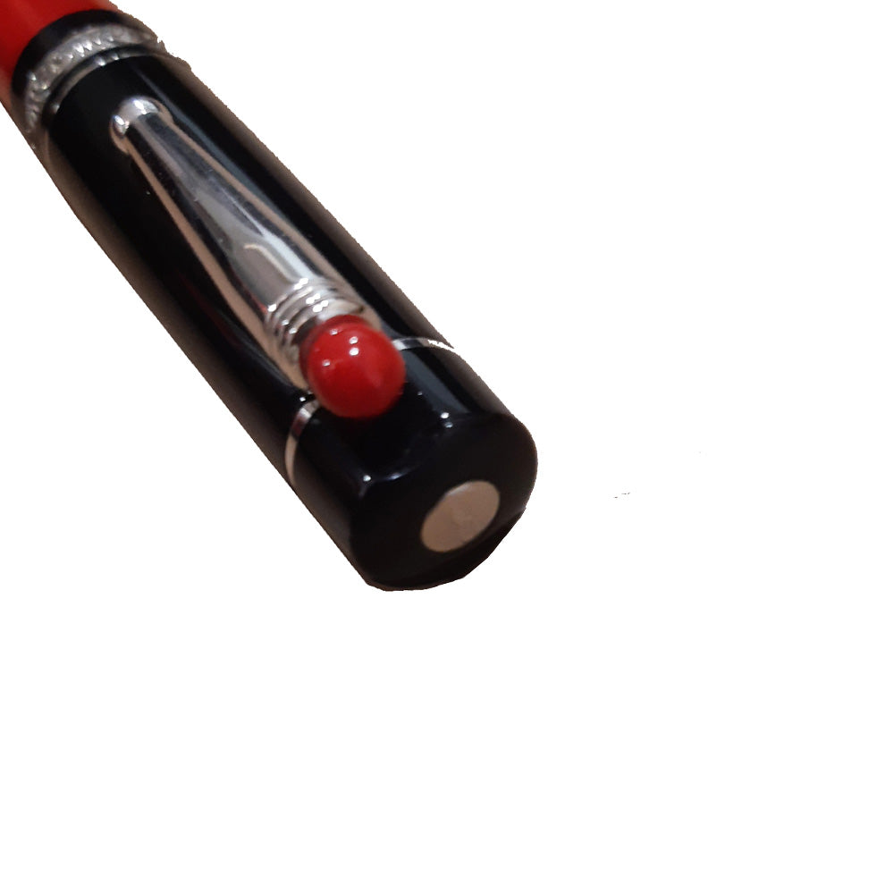 Delta We Smorfia Red-Black Resin with Silver Sterling Ring Rollerball Pen