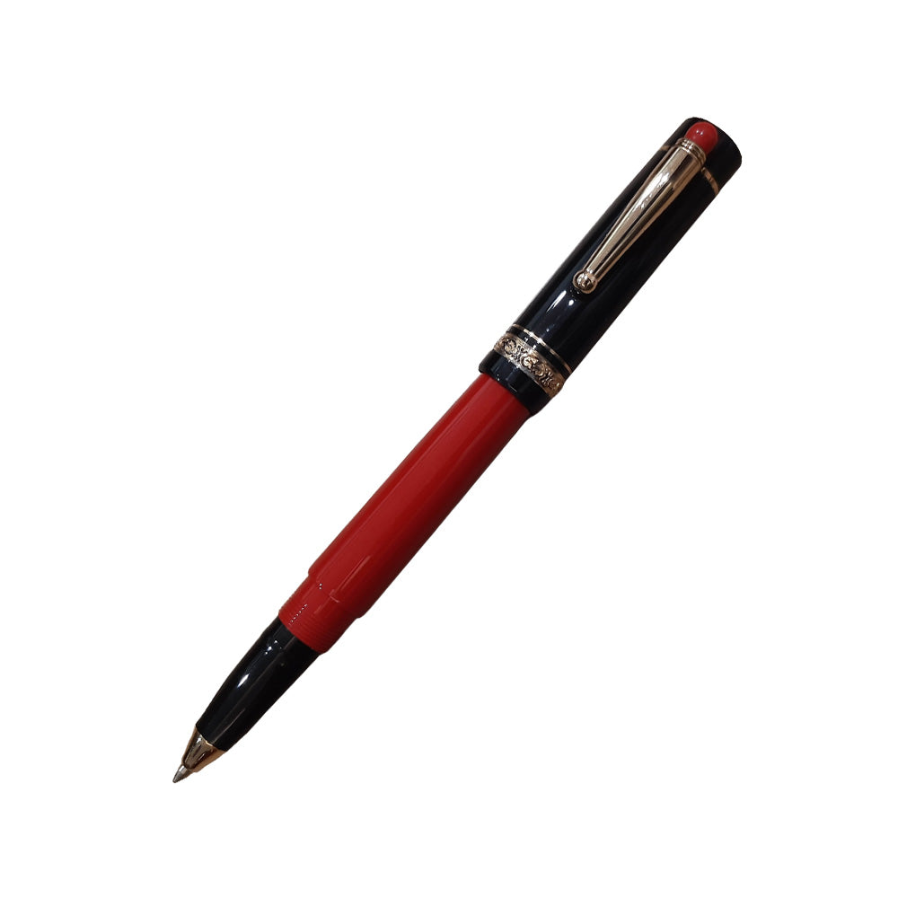 Delta We Smorfia Red-Black Resin with Gold Plated Trim Rollerball Pen