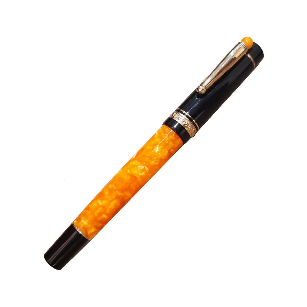 Delta We Dolcevita Black-Orange Resin with Gold-Plated Trim Fountain Pen - 14Kt Gold Medium Nib