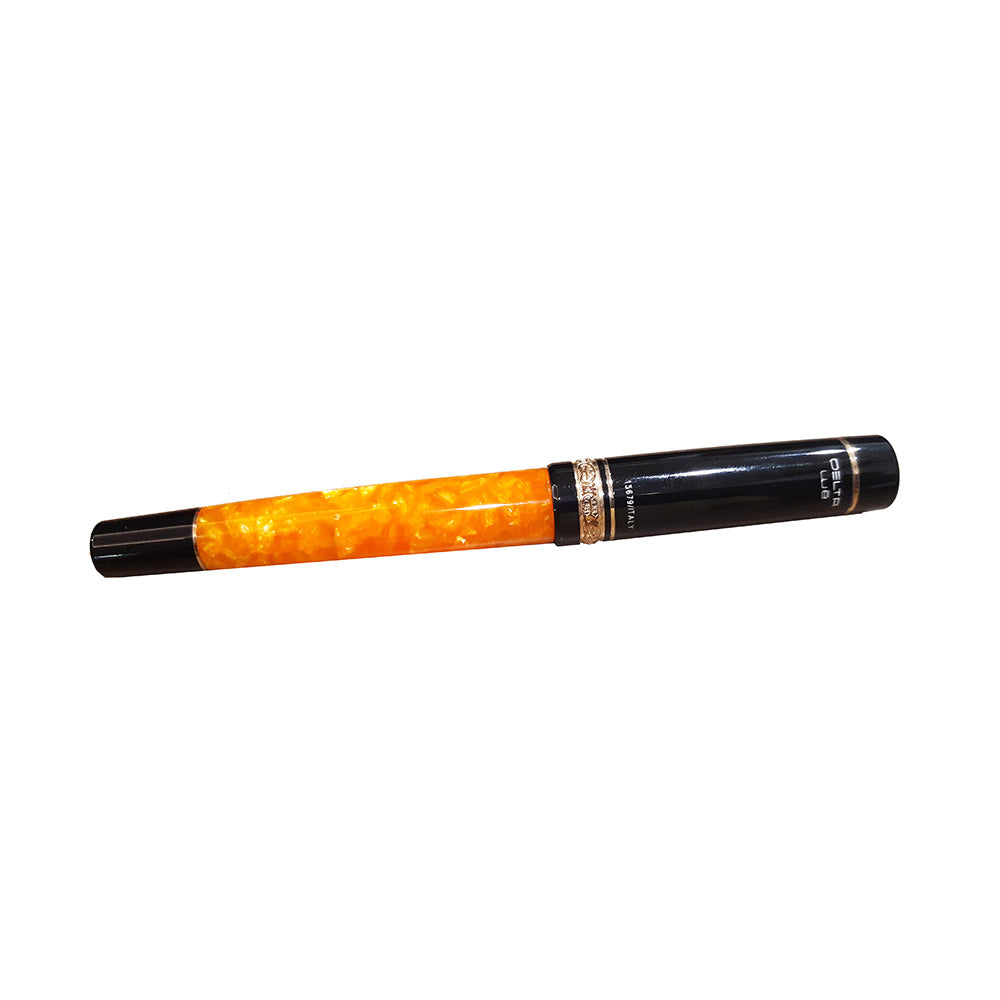 Delta We Dolcevita Black-Orange Resin with Gold-Plated Trim Fountain Pen - 14Kt Gold Medium Nib