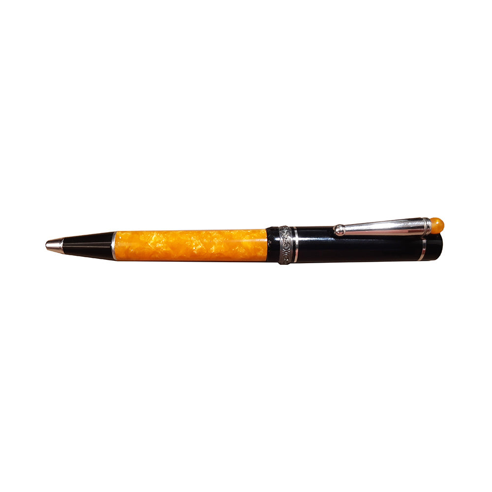 Delta We Dolcevita Black-Orange Resin with Sterling Silver Ring Ballpoint Pen