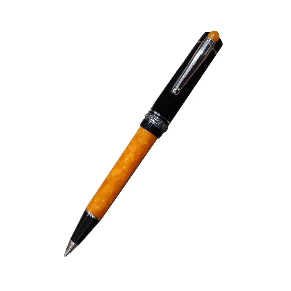 The Delta Lucky We Mechanical Pencil is designed with a “We” integrated into the cap of the pen for luck. The cap and barrel are hand turned in black and orange resins. Unforgettable Ballpoint pen from the handmade collection. Black/Orange Resign with 925% Sterling Silver Trim Twist-action ballpoint pen Filling System : 0.7mm Lead hand-made, hand-turned Terracotta Orange and Solid Black resin Made In Italy