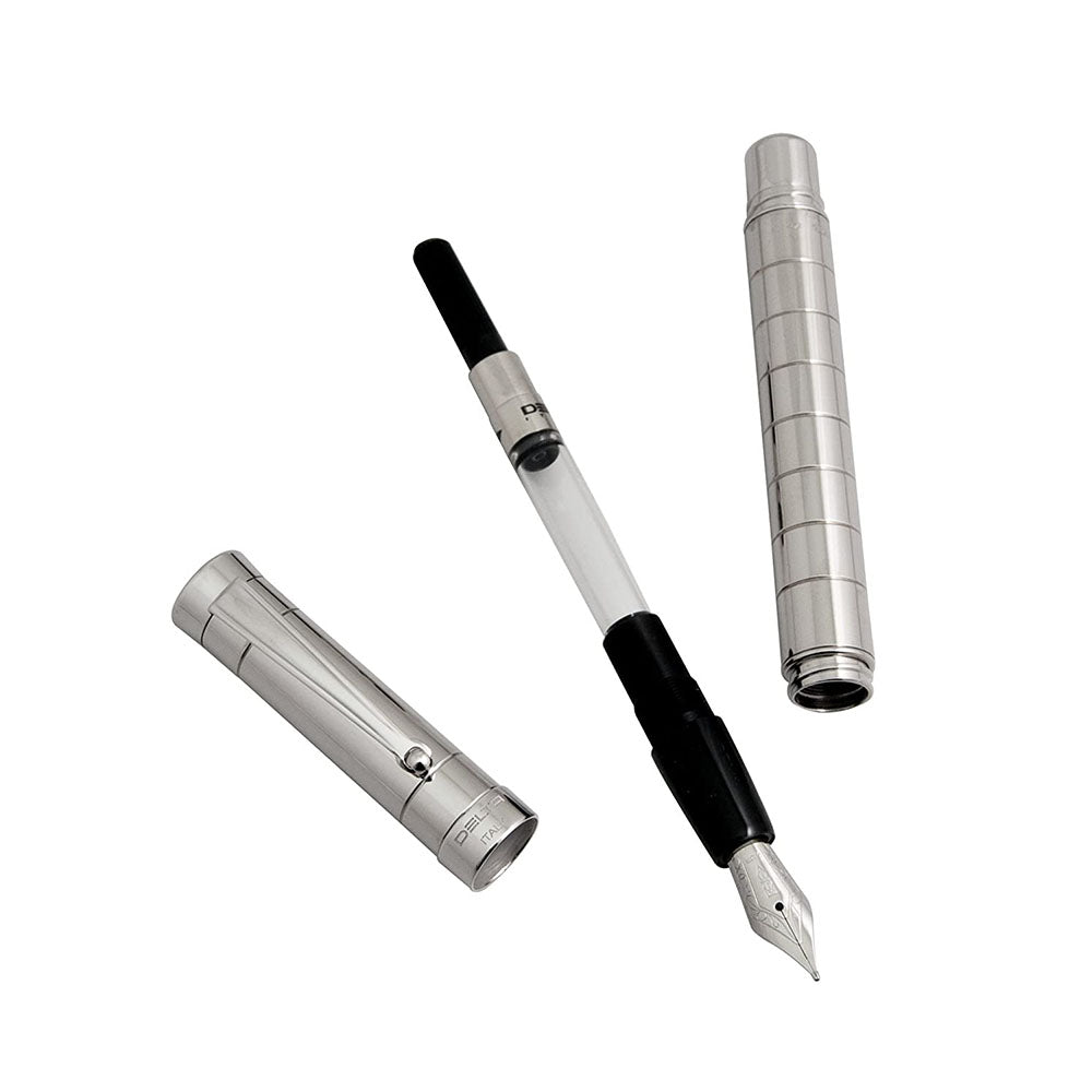 Delta Prestige Sterling Silver with Rhodium Trim Fountain Pen – Medium Nib