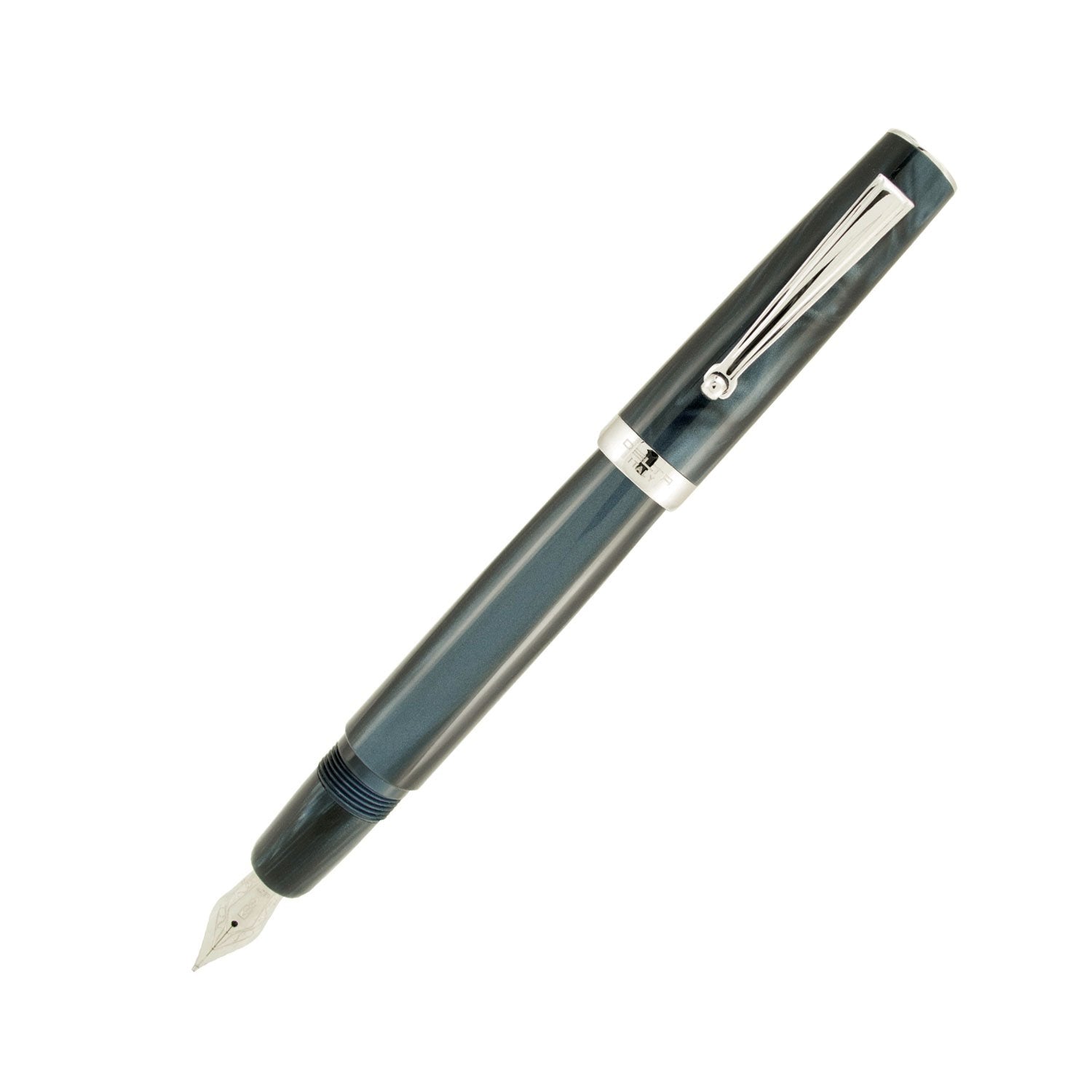 Delta Intesa Pearled Blue Resin with Rhodium Trim Fountain Pen - Stainless Steel Nib