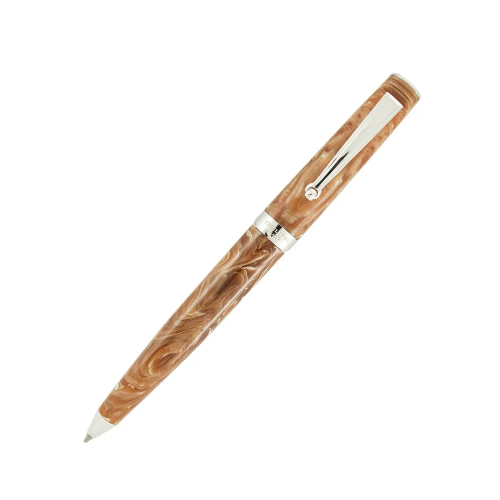 Delta Intesa Brown Marble Resin with Rhodium Trim Ballpoint Pen