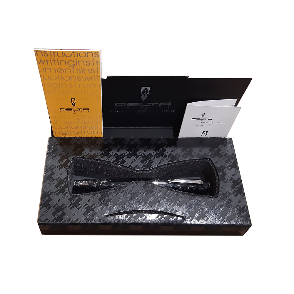 Delta Intesa Stone Black with Rhodium Trim Rollerball Pen