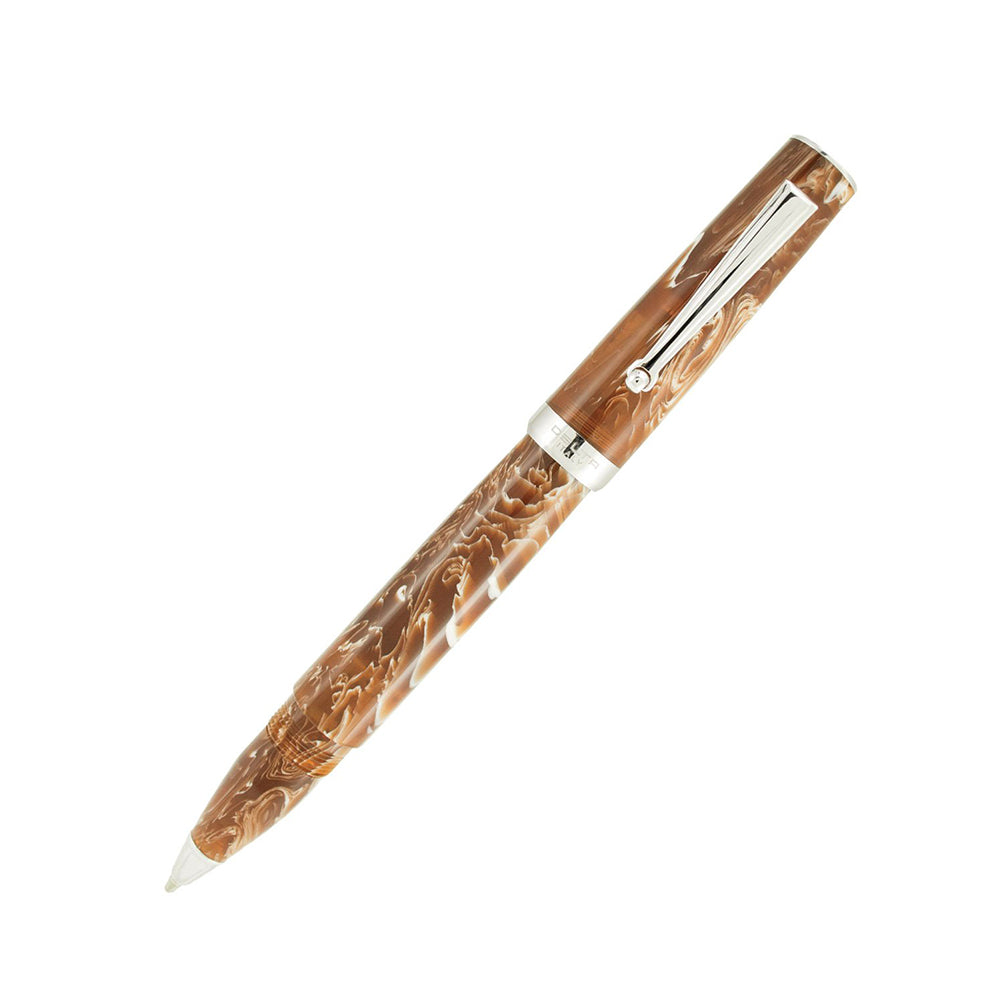 Delta Intesa Brown Marble with Rhodium Trim Rollerball Pen