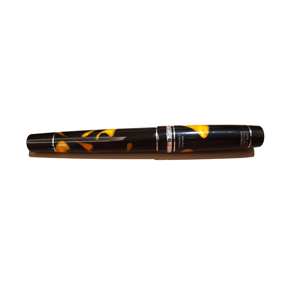Delta DolceVita Masterpiece Black-Orange Resin Fountain Pen - 18Kt Gold Fusion Broad Nib