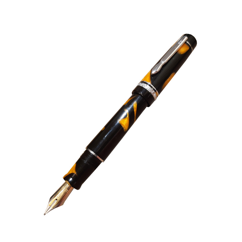 Delta DolceVita Masterpiece Black-Orange Resin Fountain Pen - 18Kt Gold Fusion Broad Nib