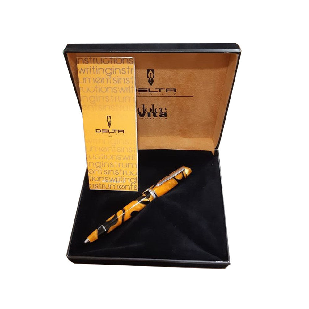 Delta Dolcevita Masterpiece Black-Orange Resin with Sterling Silver Trim Ballpoint Pen22528
