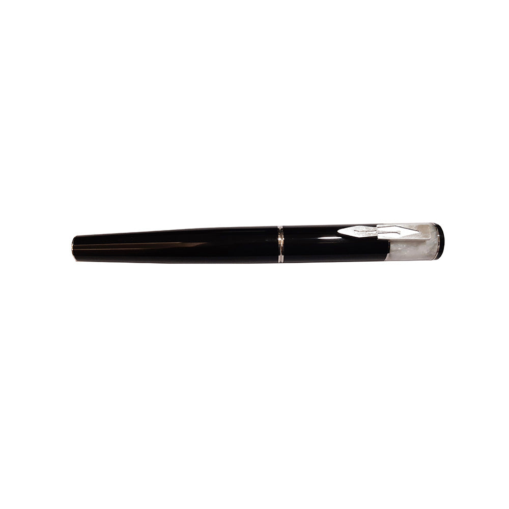 Delta Icon Black Resin with White Cap CT Fountain Pen – Broad Nib
