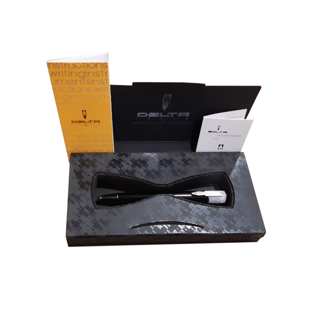 Delta Icon Black Resin with White Cap Ballpoint Pen