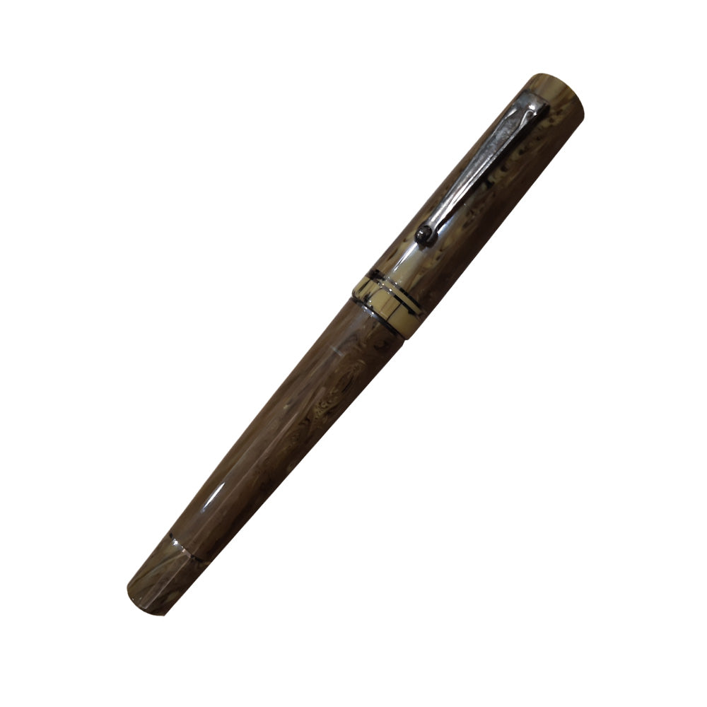 Delta The Journal Olive Green Resin with Black Rhodium Trim Fountain Pen – Broad Nib