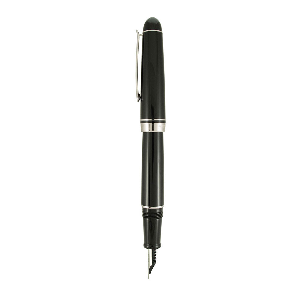 Delta Virtuosa Black Resin with Precious Rhodium Trim Fountain Pen - Fine Nib
