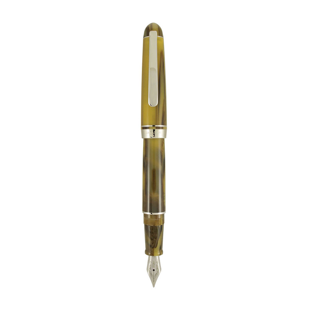 Delta Virtuosa Dark Horn Resin with Rhodium Trim Fountain Pen - Broad