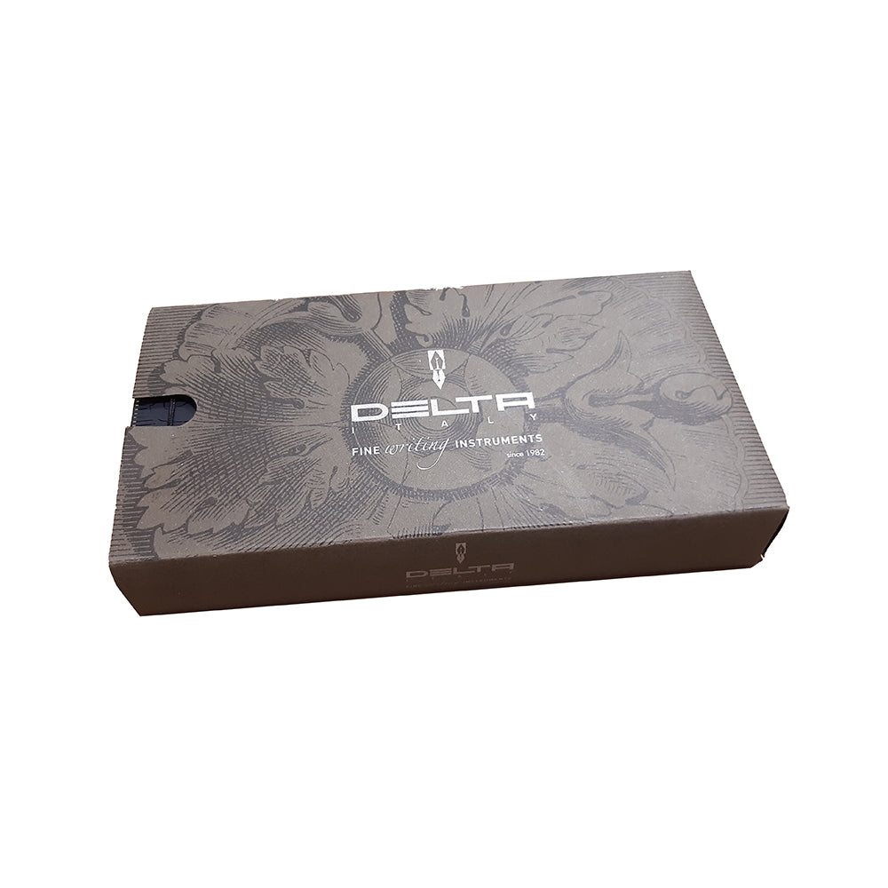 Delta Virtuosa Dark Horn Resin with Rhodium Trim Fountain Pen - Broad Nib