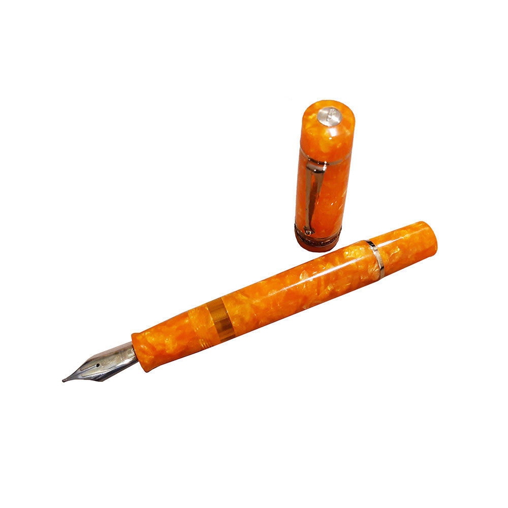 Delta DolceVita Stantuffo Oro Orange Resin with Gold-Plated Trim Fountain Pen - 14Kt Fusion Broad Nib